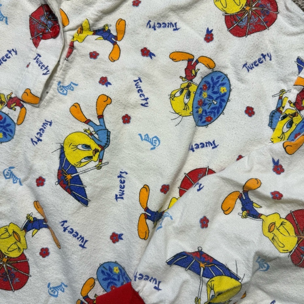 Vintage tweety bird pajama set women medium 90s bold fleece - Picture 5 of 10